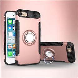 Armor Anti Drop Carbon PC + Silicon Invisible Ring Holder Phone Case for iPhone 6s 6 6G(4.7 inch) - Rose Gold
