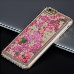 Rose Flower Glassy Glitter Quicksand Dynamic Liquid Soft Phone Case for iPhone 6s 6 6G(4.7 inch)