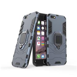 Black Panther Armor Metal Ring Grip Shockproof Dual Layer Rugged Hard Cover for iPhone 6s 6 6G(4.7 inch) - Blue