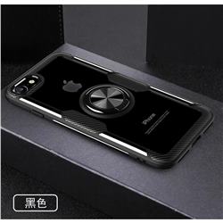 Acrylic Glass Carbon Invisible Ring Holder Phone Cover for iPhone 6s 6 6G(4.7 inch) - Black
