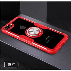 Acrylic Glass Carbon Invisible Ring Holder Phone Cover for iPhone 6s 6 6G(4.7 inch) - Charm Red