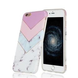 Stitching Pink Marble Clear Bumper Glossy Rubber Silicone Phone Case for iPhone 6s 6 6G(4.7 inch)
