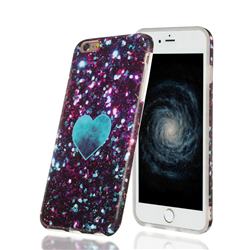 Glitter Green Heart Marble Clear Bumper Glossy Rubber Silicone Phone Case for iPhone 6s 6 6G(4.7 inch)