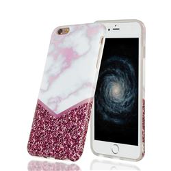 Stitching Rose Marble Clear Bumper Glossy Rubber Silicone Phone Case for iPhone 6s 6 6G(4.7 inch)