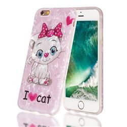 I Love Cat Shell Pattern Clear Bumper Glossy Rubber Silicone Phone Case for iPhone 6s 6 6G(4.7 inch)
