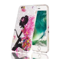 Flower Butterfly Girl Shell Pattern Clear Bumper Glossy Rubber Silicone Phone Case for iPhone 6s 6 6G(4.7 inch)