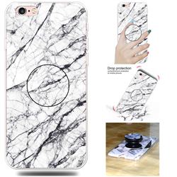 White Marble Pop Stand Holder Varnish Phone Cover for iPhone 6s 6 6G(4.7 inch)