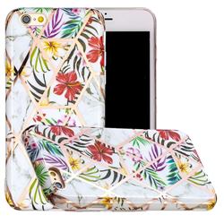 Tropical Rainforest Flower Painted Marble Electroplating Protective Case for iPhone 6s 6 6G(4.7 inch)