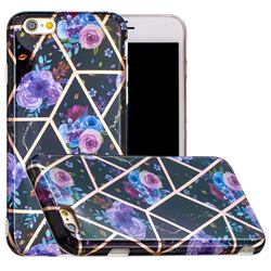 Black Flower Painted Marble Electroplating Protective Case for iPhone 6s 6 6G(4.7 inch)