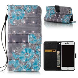 Blue Flower 3D Painted Leather Wallet Case for iPhone 6s 6 6G(4.7 inch)