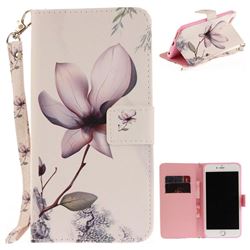 Magnolia Flower Hand Strap Leather Wallet Case for iPhone 6s 6 6G(4.7 inch)