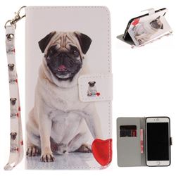 Pug Dog Hand Strap Leather Wallet Case for iPhone 6s 6 6G(4.7 inch)