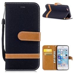 Jeans Cowboy Denim Leather Wallet Case for iPhone 6s 6 6G(4.7 inch) - Black