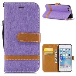 Jeans Cowboy Denim Leather Wallet Case for iPhone 6s 6 6G(4.7 inch) - Purple