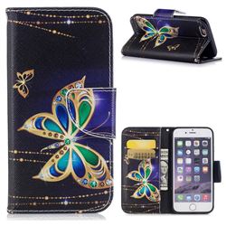 Golden Shining Butterfly Leather Wallet Case for iPhone 6s 6 6G(4.7 inch)