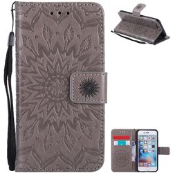 Embossing Sunflower Leather Wallet Case for iPhone 6s 6 6G(4.7 inch) - Gray