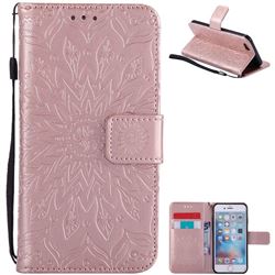 Embossing Sunflower Leather Wallet Case for iPhone 6s 6 6G(4.7 inch) - Rose Gold