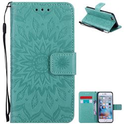 Embossing Sunflower Leather Wallet Case for iPhone 6s 6 6G(4.7 inch) - Green
