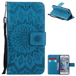 Embossing Sunflower Leather Wallet Case for iPhone 6s 6 6G(4.7 inch) - Blue