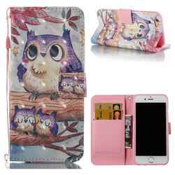 Purple Owl 3D Painted Leather Wallet Case for iPhone 6s 6 6G(4.7 inch)