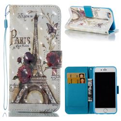 Flower Eiffel Tower 3D Painted Leather Wallet Case for iPhone 6s 6 6G(4.7 inch)