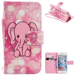 Pink Elephant PU Leather Wallet Case for iPhone 6s 6 6G(4.7 inch)