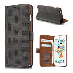 Luxury Vintage Mesh Monternet Leather Wallet Case for iPhone 6s 6 6G(4.7 inch) - Black