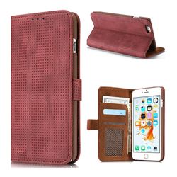 Luxury Vintage Mesh Monternet Leather Wallet Case for iPhone 6s 6 6G(4.7 inch) - Rose
