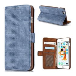 Luxury Vintage Mesh Monternet Leather Wallet Case for iPhone 6s 6 6G(4.7 inch) - Blue
