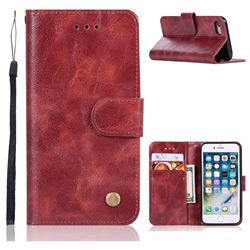 Luxury Retro Leather Wallet Case for iPhone 6s 6 6G(4.7 inch) - Wine Red