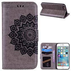 Datura Flowers Flash Powder Leather Wallet Holster Case for iPhone 6s 6 6G(4.7 inch) - Gray