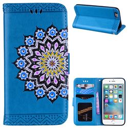 Datura Flowers Flash Powder Leather Wallet Holster Case for iPhone 6s 6 6G(4.7 inch) - Blue