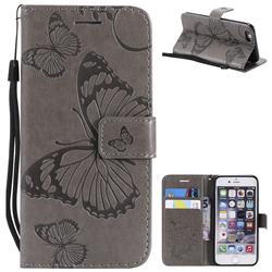 Embossing 3D Butterfly Leather Wallet Case for iPhone 6s 6 6G(4.7 inch) - Gray