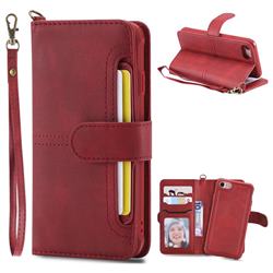 Retro Multi-functional Detachable Leather Wallet Phone Case for iPhone 6s 6 6G(4.7 inch) - Red