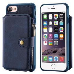 Retro Luxury Multifunction Zipper Leather Phone Back Cover for iPhone 6s 6 6G(4.7 inch) - Blue