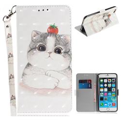 Cute Tomato Cat 3D Painted Leather Wallet Phone Case for iPhone 6s 6 6G(4.7 inch)
