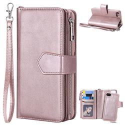 Retro Luxury Multifunction Zipper Leather Phone Wallet for iPhone 6s 6 6G(4.7 inch) - Rose Gold