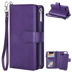 Retro Luxury Multifunction Zipper Leather Phone Wallet for iPhone 6s 6 6G(4.7 inch) - Purple