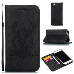 Retro Intricate Embossing Elk Seal Leather Wallet Case for iPhone 6s 6 6G(4.7 inch) - Black