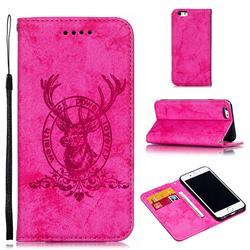 Retro Intricate Embossing Elk Seal Leather Wallet Case for iPhone 6s 6 6G(4.7 inch) - Rose