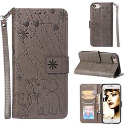 Embossing Fireworks Elephant Leather Wallet Case for iPhone 6s 6 6G(4.7 inch) - Gray