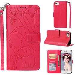 Embossing Fireworks Elephant Leather Wallet Case for iPhone 6s 6 6G(4.7 inch) - Red