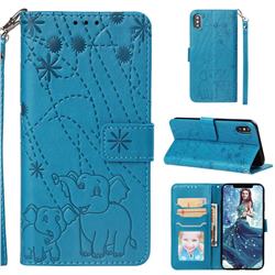 Embossing Fireworks Elephant Leather Wallet Case for iPhone 6s 6 6G(4.7 inch) - Blue