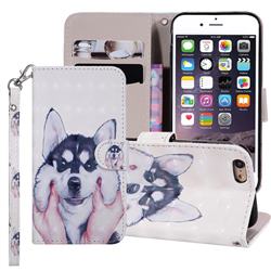 Husky Dog 3D Painted Leather Phone Wallet Case Cover for iPhone 6s 6 6G(4.7 inch)