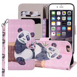 Happy Panda 3D Painted Leather Phone Wallet Case Cover for iPhone 6s 6 6G(4.7 inch)