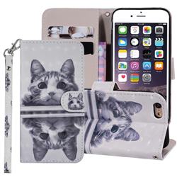 Mirror Cat 3D Painted Leather Phone Wallet Case Cover for iPhone 6s 6 6G(4.7 inch)