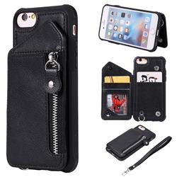 Classic Luxury Buckle Zipper Anti-fall Leather Phone Back Cover for iPhone 6s 6 6G(4.7 inch) - Black
