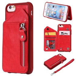 Classic Luxury Buckle Zipper Anti-fall Leather Phone Back Cover for iPhone 6s 6 6G(4.7 inch) - Red