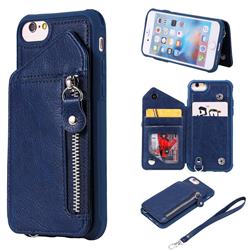 Classic Luxury Buckle Zipper Anti-fall Leather Phone Back Cover for iPhone 6s 6 6G(4.7 inch) - Blue