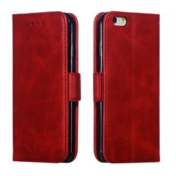 Retro Classic Calf Pattern Leather Wallet Phone Case for iPhone 6s 6 6G(4.7 inch) - Red